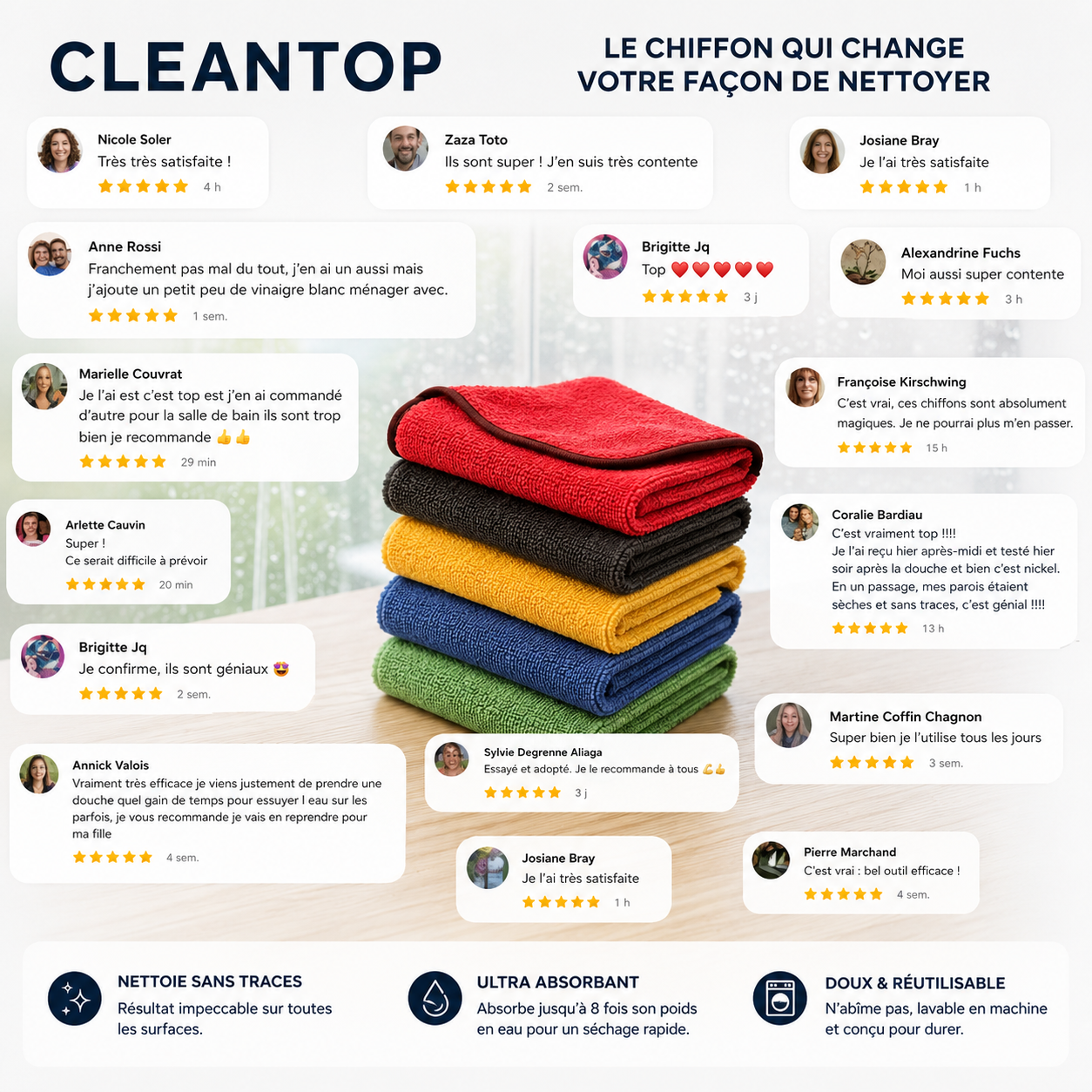 CleanTop - Chiffon de nettoyage révolutionnaire