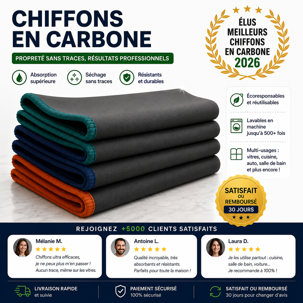 TopClean- Chiffon en Fibre de Carbone