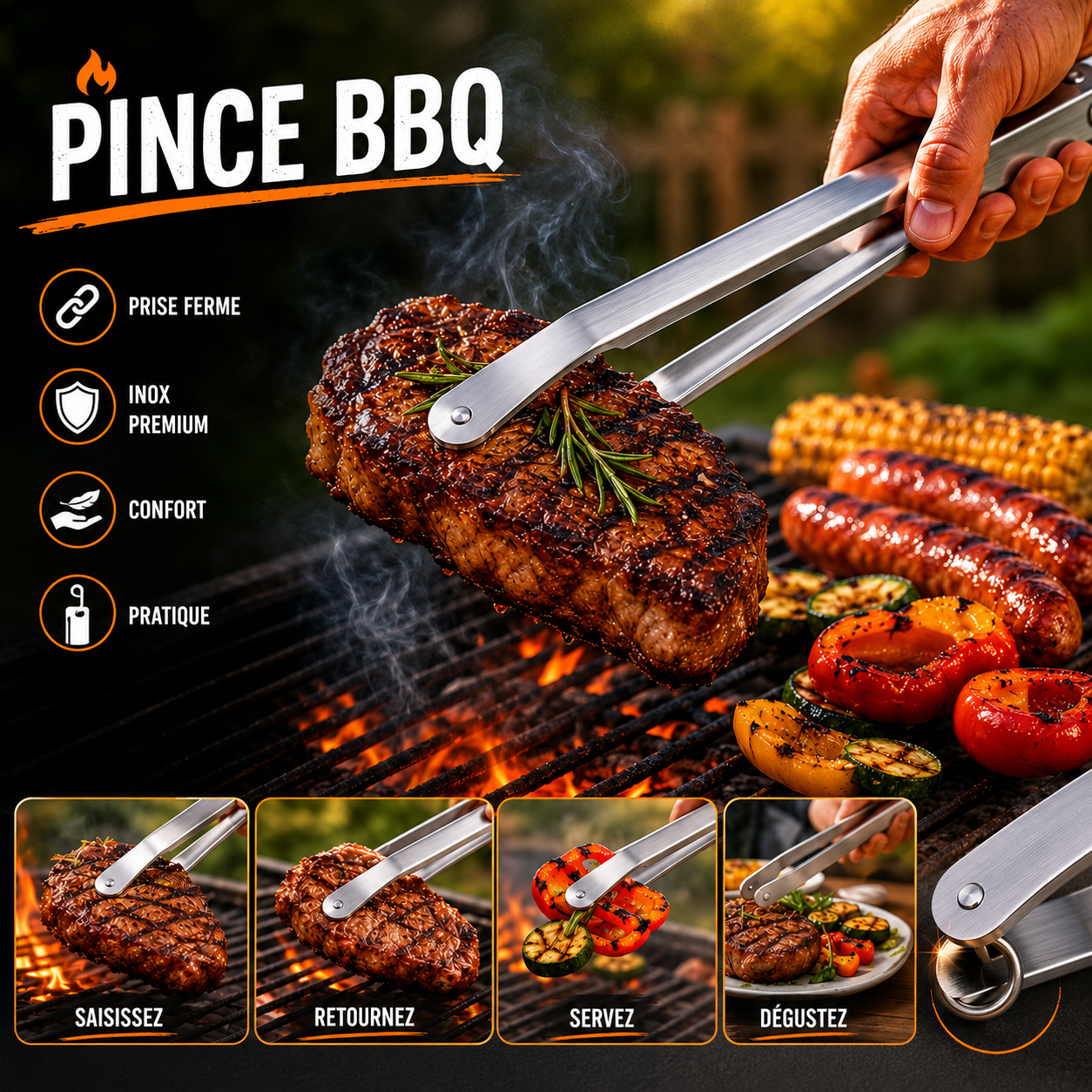 GrillUp - Pince barbecue révolutionnaire