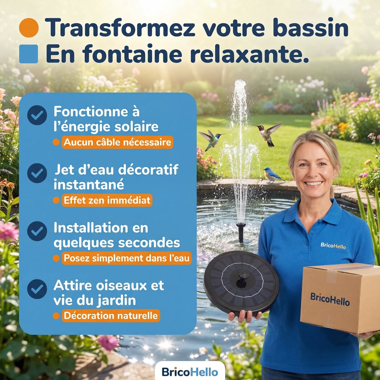Fontaine Solaire de Jardin - BRICO HELLO