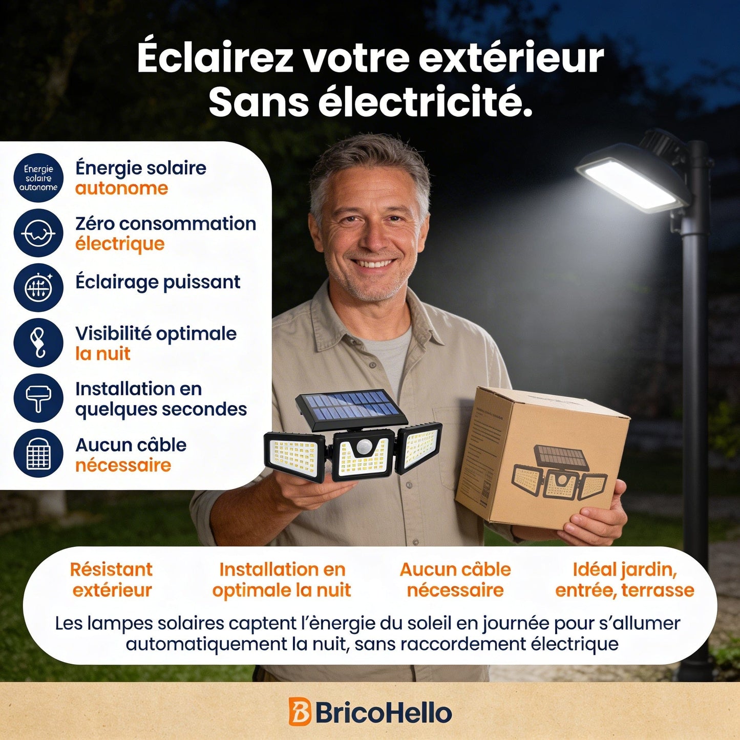 Lampe Solaire Haute Performance - BRICO HELLO